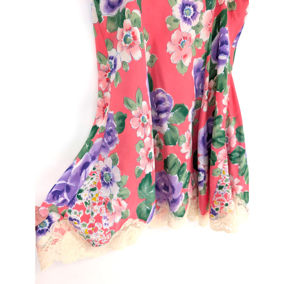 VTG 90s Y2K Victorias Secret Gold Label Pink Fairy Floral Lace Trim Slip Dress S - Picture 6 of 8
